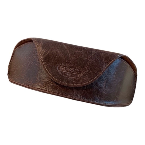 Fossil Brown Distressed Leather Sunglass Case - Picture 1 of 6